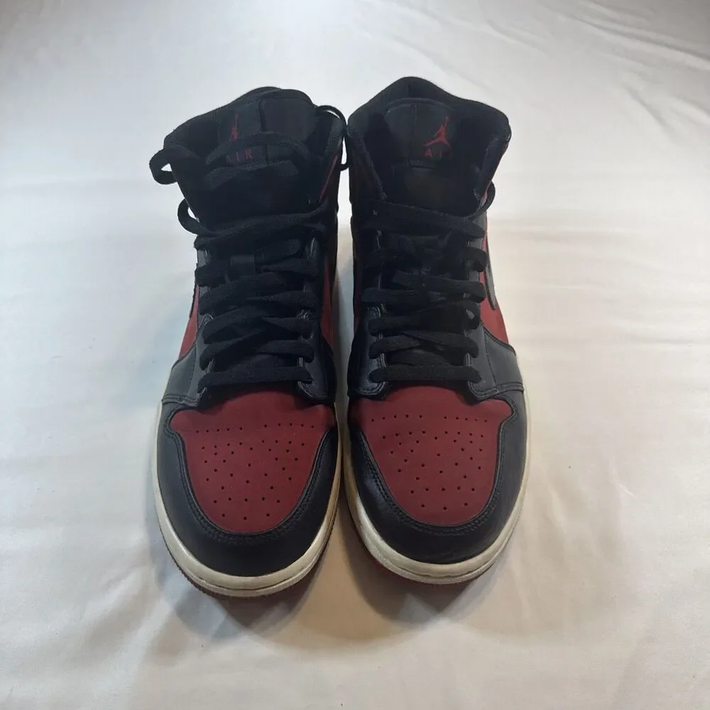 Nike Air Jordan 1 Mid Bred Black Red Men’s Sneakers Size 11 554724-610